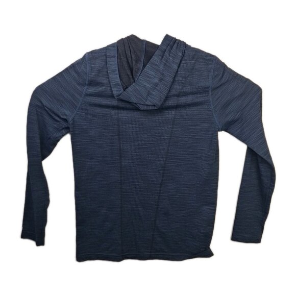 Under Armour Threadborne HeatGear Hooded Long Sleeve Shirt Men Size S Blue - Picture 2 of 9